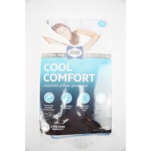 New Open Sealy Sterling Collection Cool Comfort Zipper Pillow Protector King
